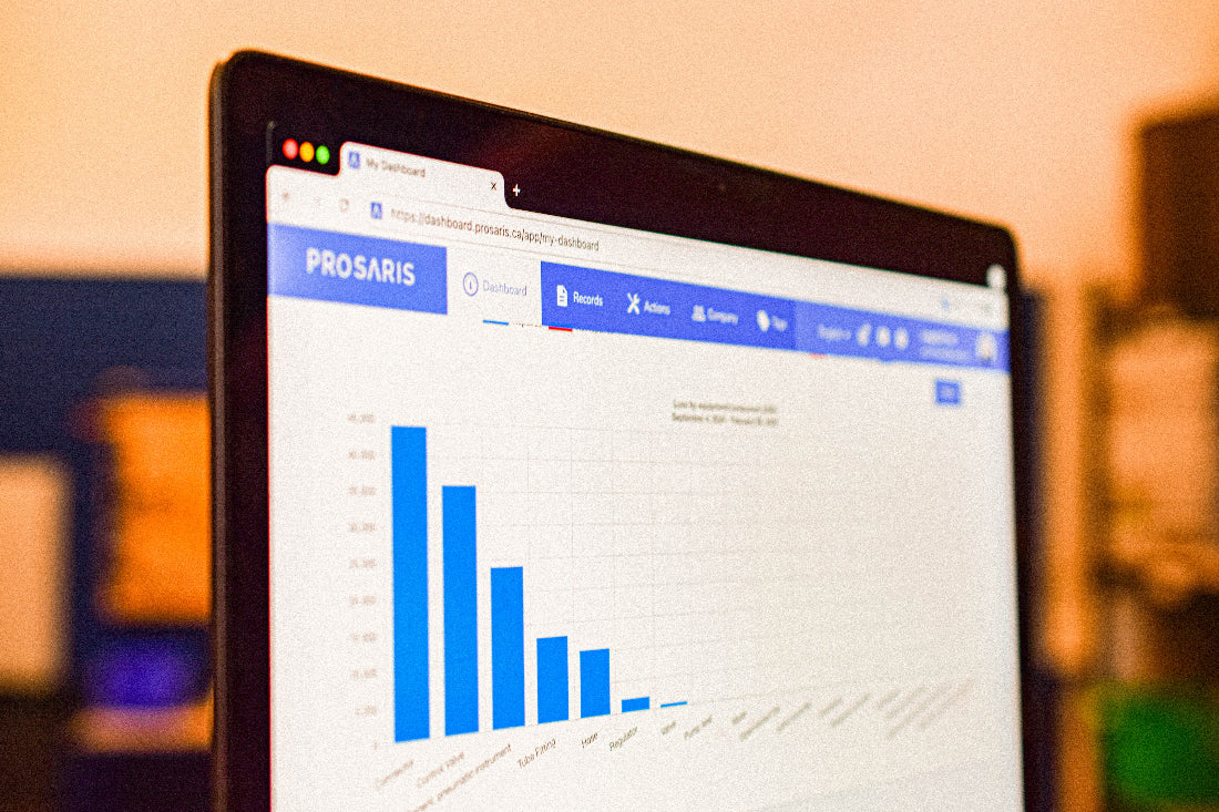 A bar graph on the PROSARIS Platform is conveying general data and information.